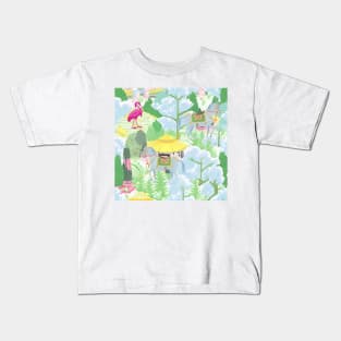 Powder blue horses chinoiserie Kids T-Shirt